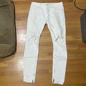 White ripped jeans